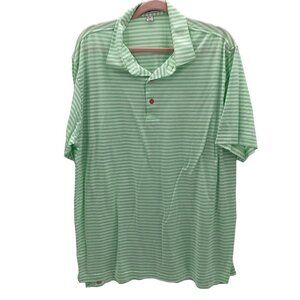 Peter Millar Mint/White Stripe Polo Shirt Men's Size XL